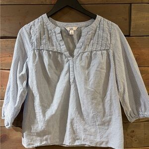 Croft & Barrow Light Blue and White Striped Top